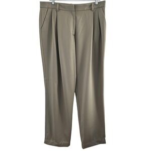 Ryan Roche Pants Womens 10 Beige Wool Made Italy Tailored Pleated Trousers Dress
